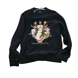 Men’s Akoo Druming Students Urban Streetwear Black Graphic Sweatshirt Size Large